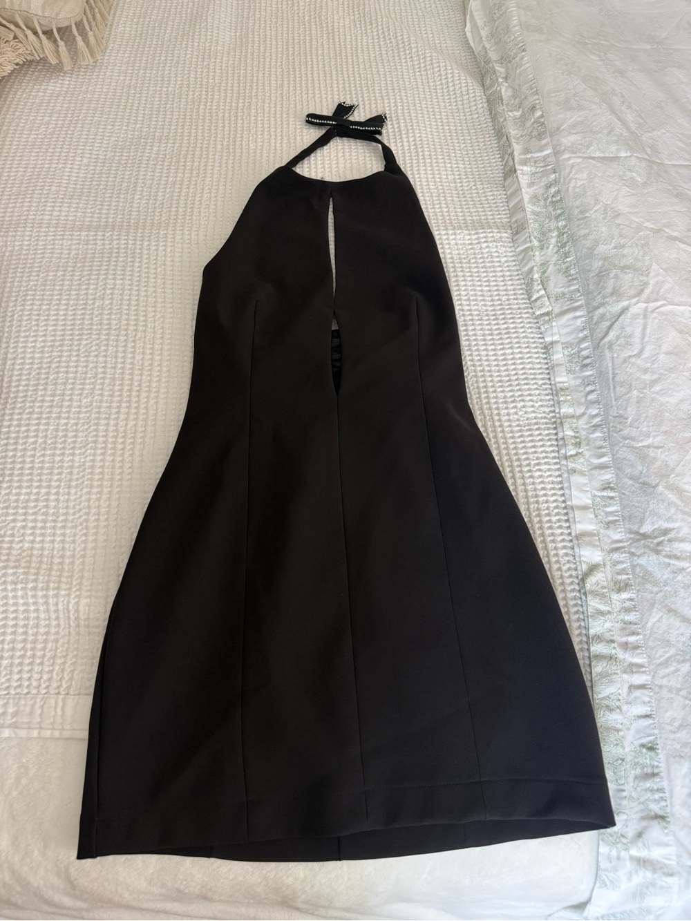 Zara Black Halter Mini Dress with Front Keyhole